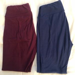 Lularoe OS Leggings Bundle Blue and Maroon